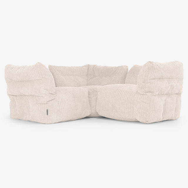 Sofa Modułowa Narożna 3-osobowa - Klasyczny sztruks Kość słoniowa 01