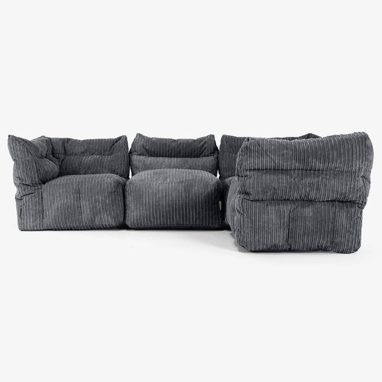 Sofa Modułowa Narożna 4-osobowa - Klasyczny sztruks Czerń 02