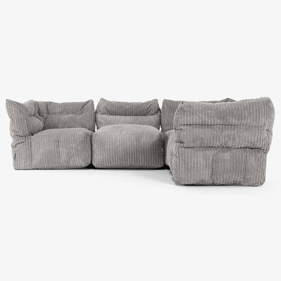 Sofa Modułowa Narożna 4-osobowa - Klasyczny sztruks Grafit szarość 02