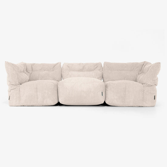 Sofa Modułowa 3-osobowa - Klasyczny sztruks Kość słoniowa 01