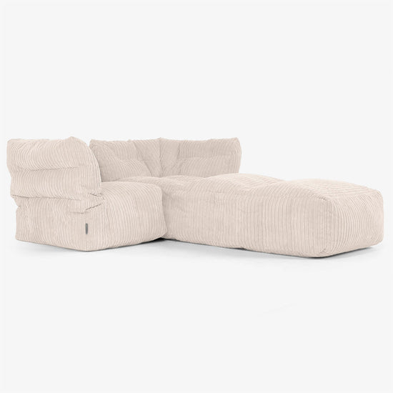 Sofa Modułowa 2-osobowa z Szezlongiem - Klasyczny sztruks Kość słoniowa 02