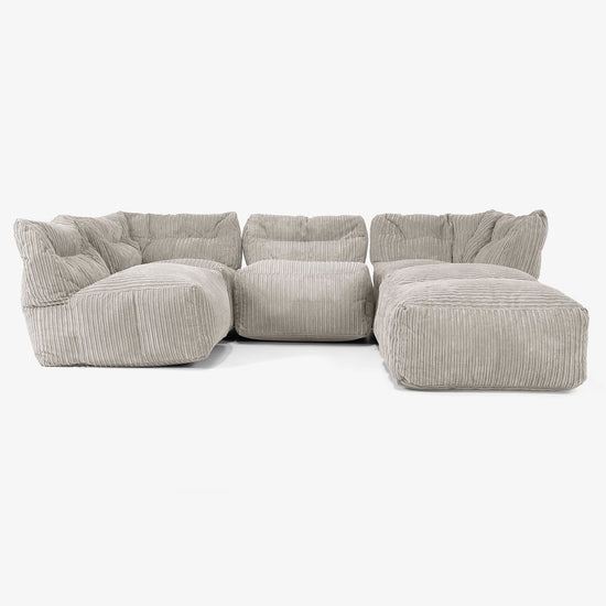 Sofa Modułowa 4-osobowa z Szezlongiem - Klasyczny sztruks Mysi 03