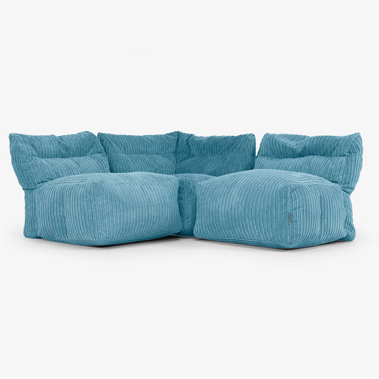 Sofa Modułowa 3-osobowa bez Podłokietników - Klasyczny sztruks Morski błękit 01