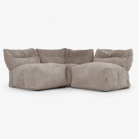 Sofa Modułowa 3-osobowa bez Podłokietników - Klasyczny sztruks Beżowa szarość 01