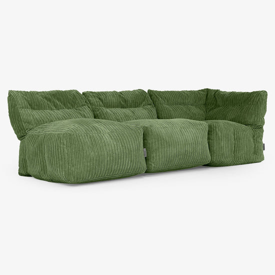 Sofa Modułowa 3-osobowa bez Podłokietników - Klasyczny sztruks Leśna zieleń 03