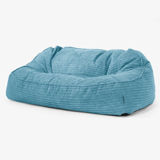 Duża sofa pufa Sloucher - Klasyczny sztruks Morski błękit 01