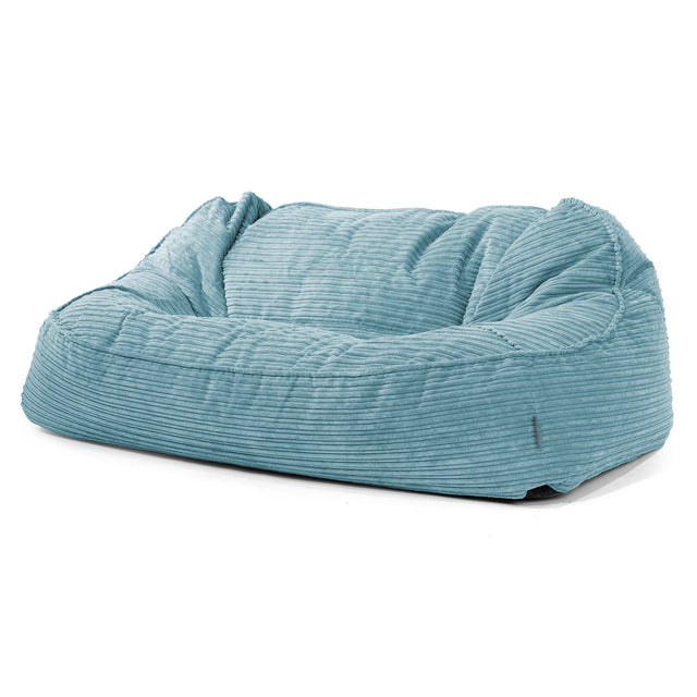 Duża sofa pufa Sloucher - Klasyczny sztruks Morski błękit 01