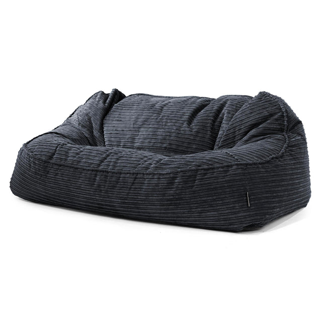 Duża sofa pufa Sloucher - Klasyczny sztruks Czerń 01