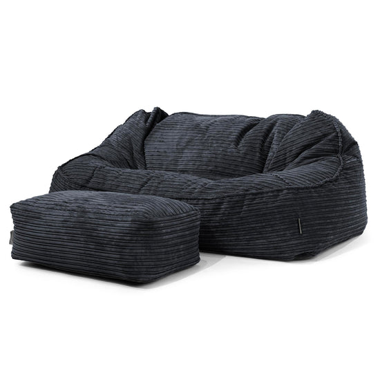 Duża sofa pufa Sloucher - Klasyczny sztruks Czerń 02