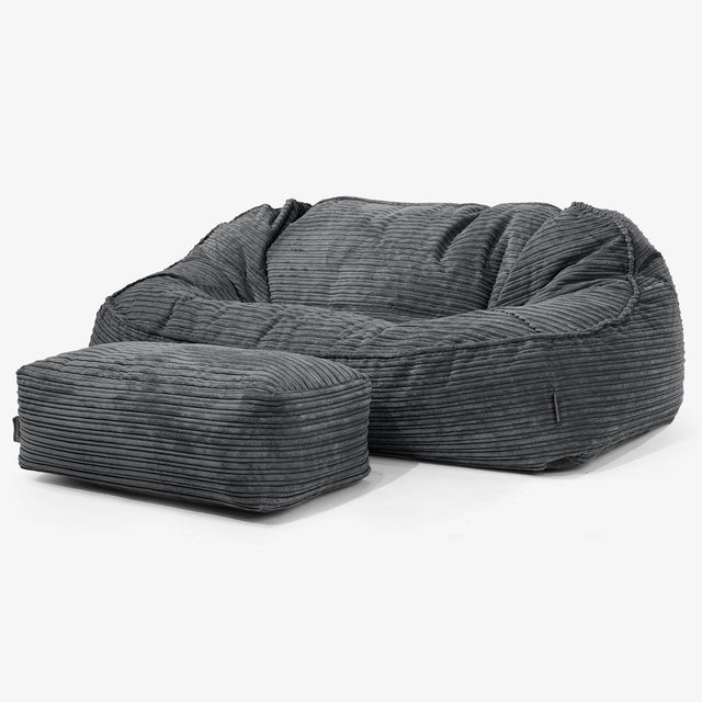 Duża sofa pufa Sloucher - Klasyczny sztruks Czerń 02