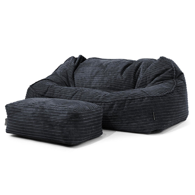Duża sofa pufa Sloucher - Klasyczny sztruks Czerń 02