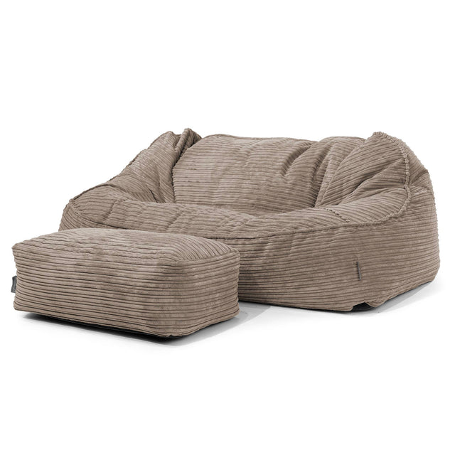 Duża sofa pufa Sloucher - Klasyczny sztruks Granat 02