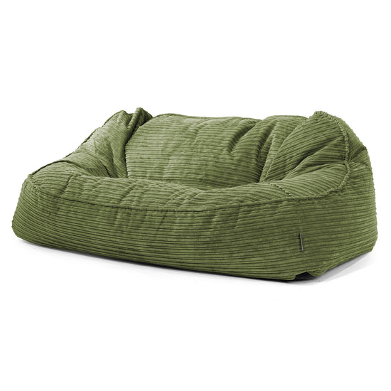 Duża sofa pufa Sloucher - Klasyczny sztruks Leśna zieleń 01