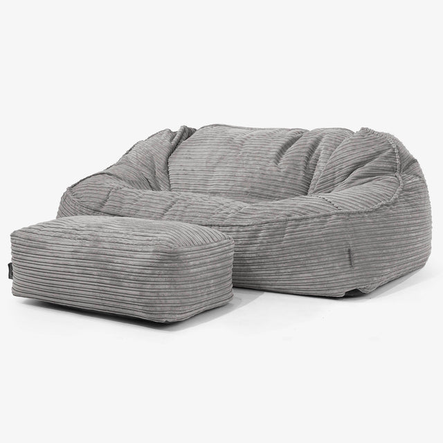 Duża sofa pufa Sloucher - Klasyczny sztruks Grafit szarość 02