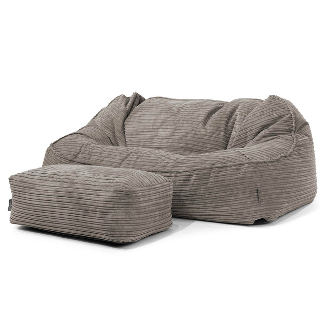 Duża sofa pufa Sloucher - Klasyczny sztruks Grafit szarość 02