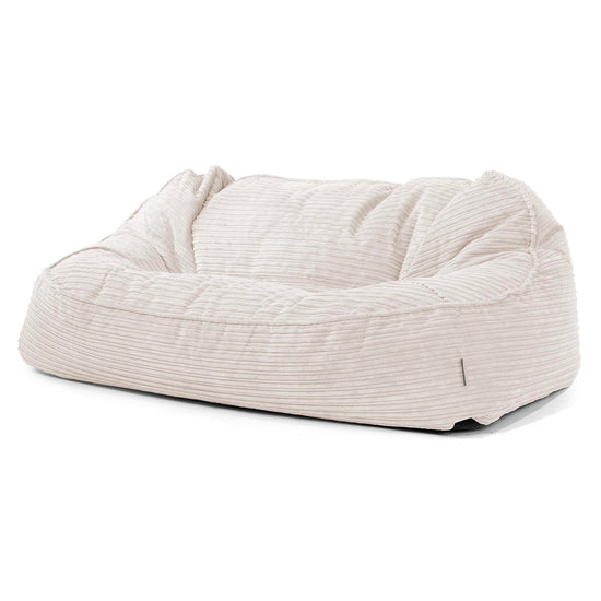 Duża sofa pufa Sloucher - Klasyczny sztruks Kość słoniowa 01