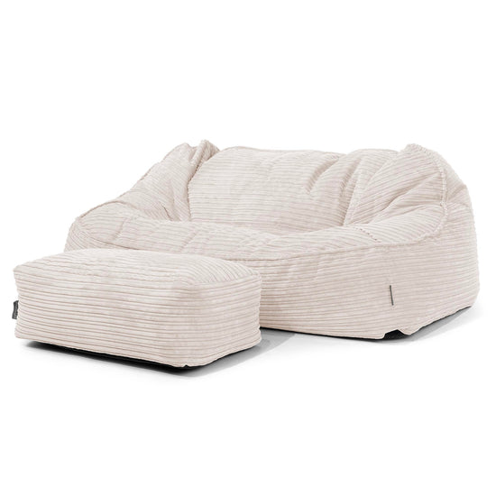 Duża sofa pufa Sloucher - Klasyczny sztruks Kość słoniowa 02