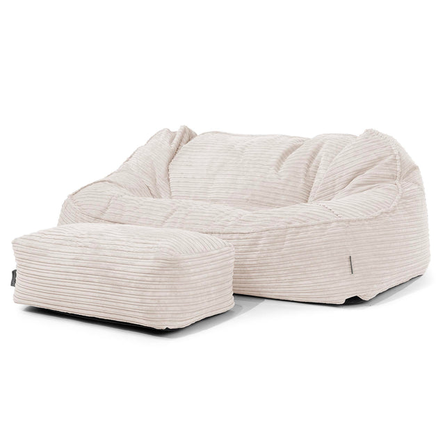 Duża sofa pufa Sloucher - Klasyczny sztruks Kość słoniowa 02