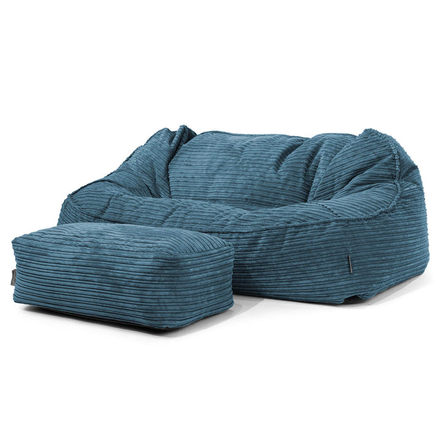 Duża sofa pufa Sloucher - Klasyczny sztruks Beżowa szarość 02