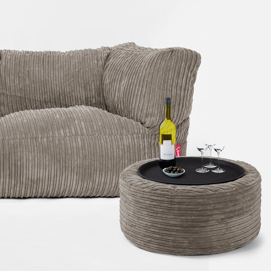 Sofa 3-osobowa pufa Albert - Klasyczny sztruks Beżowa szarość 03