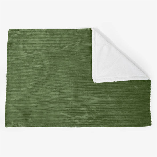 Duży Narzuta / koc Sherpa 140 x 200cm - Klasyczny sztruks Leśna zieleń - 02