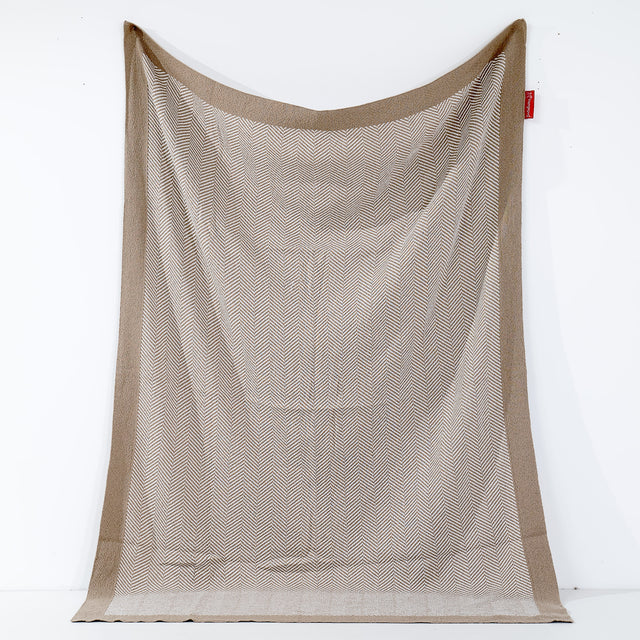 Narzuta / koc - Dzianina Jodełka Kamień 01