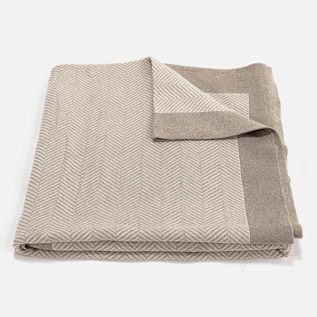 Narzuta / koc - Dzianina Jodełka Kamień 02