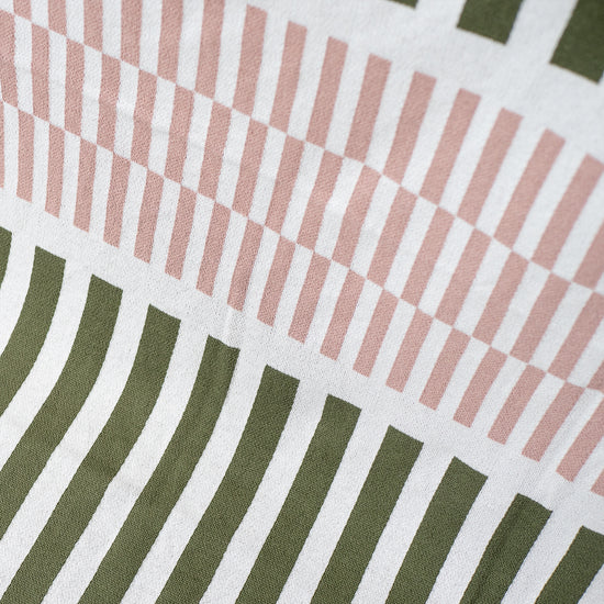 Narzuta / koc - Dzianina Pasek Zieleń 02