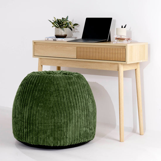 Ergonomiczne biurowe pouf-krzesło - Klasyczny sztruks Leśna zieleń - 02