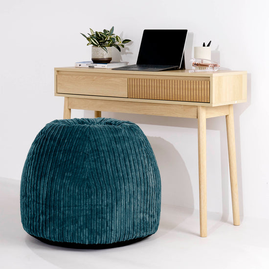 Ergonomiczne biurowe pouf-krzesło - Klasyczny sztruks Turkus - 02