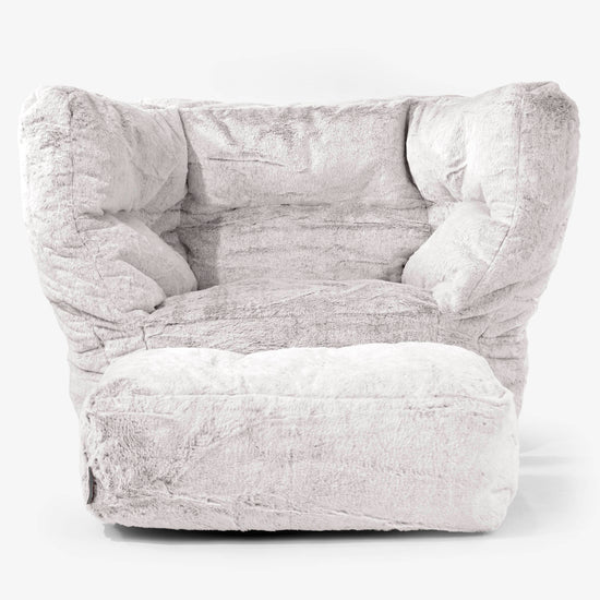 Fotel Albert pufa worki sako 2.0 - Sztuczne futerko z królika Jasna szarość 02