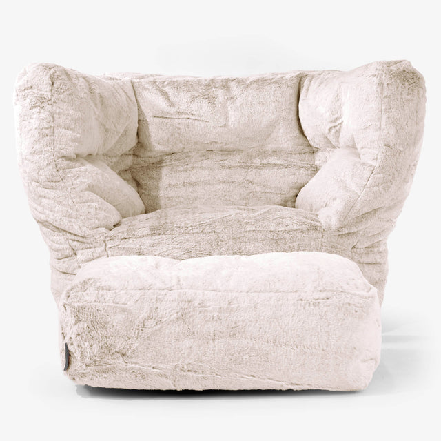 Fotel Albert pufa worki sako 2.0 - Sztuczne futerko z królika Złoty brąz