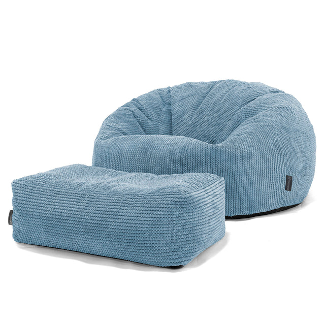 Klasyczna sofa pufa - Pom Pom Błękit królewski 02