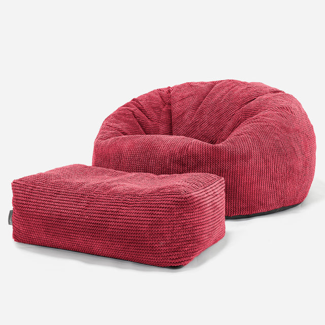 Klasyczna sofa pufa - Pom Pom Czerwony pastelowy 02