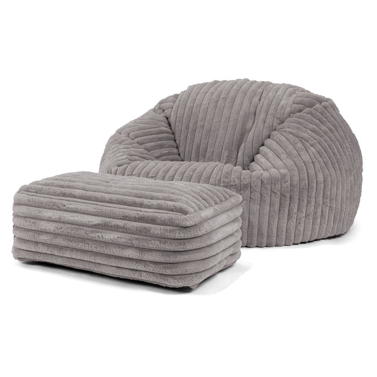 Klasyczna sofa pufa - Sztruks ultra plusz Szarość 02