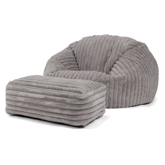 Klasyczna sofa pufa - Sztruks ultra plusz Szarość 02