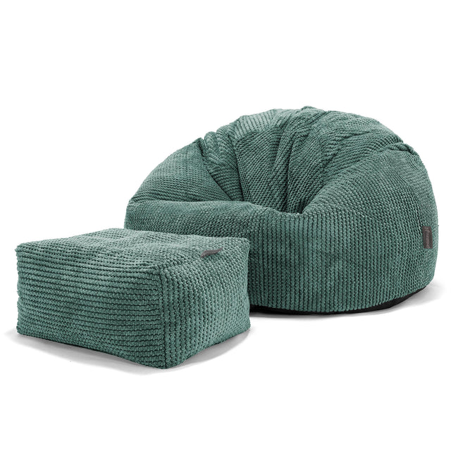 Klasyczne siedzisko pufa sako - Pom Pom Zielony Mech 02