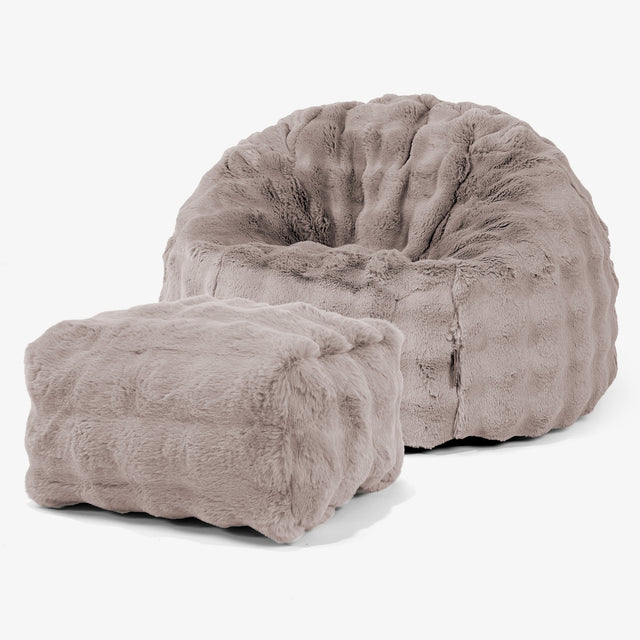 Klasyczne siedzisko pufa sako - Sztuczne futro Bąbelkowe Mysi 01