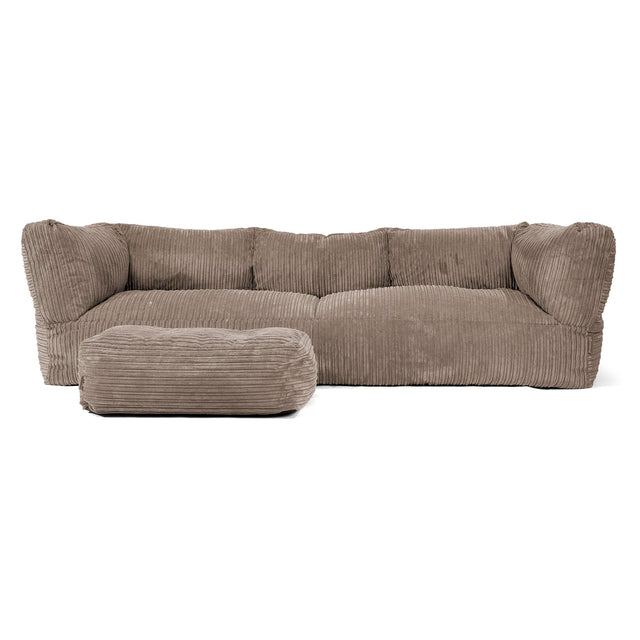 Sofa 3-osobowa pufa Albert - Klasyczny sztruks Beżowa szarość 02