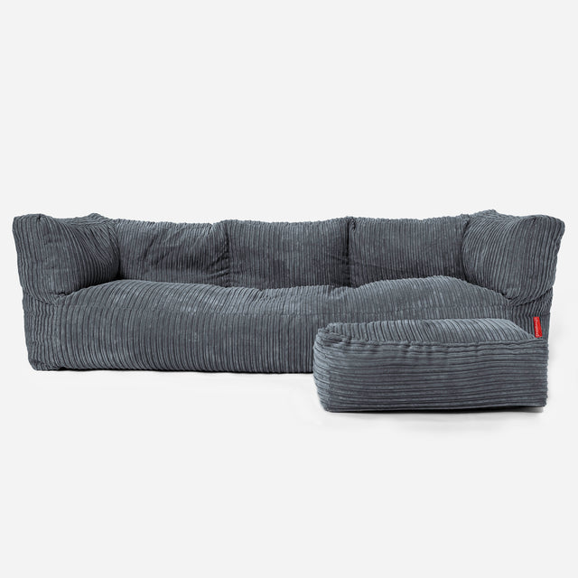 Sofa 3-osobowa pufa Albert - Klasyczny sztruks Chłodna szarość 02