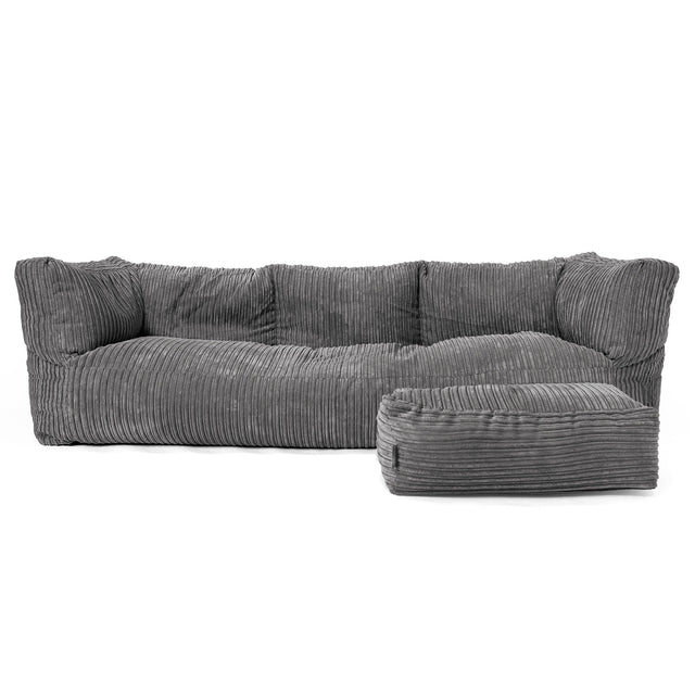 Sofa 3-osobowa pufa Albert - Klasyczny sztruks Chłodna szarość 02