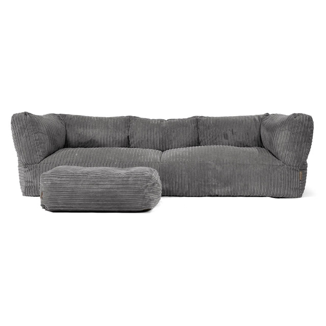 Sofa 3-osobowa pufa Albert - Klasyczny sztruks Chłodna szarość 02