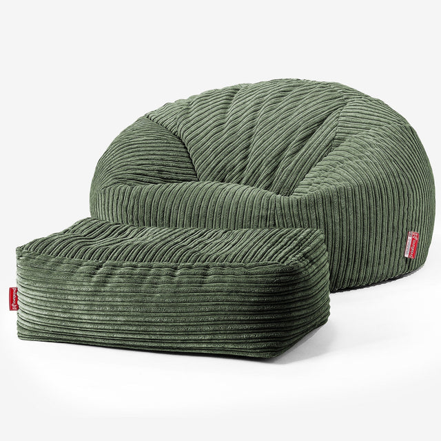 Klasyczna sofa pufa - Klasyczny sztruks Leśna zieleń 02