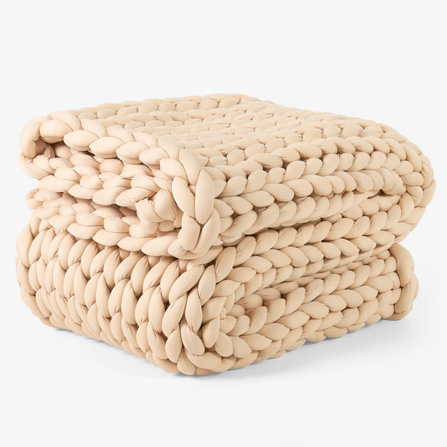 Koc obciążeniowy dla dorosłych - Gruba dzianina Szary brąz 01