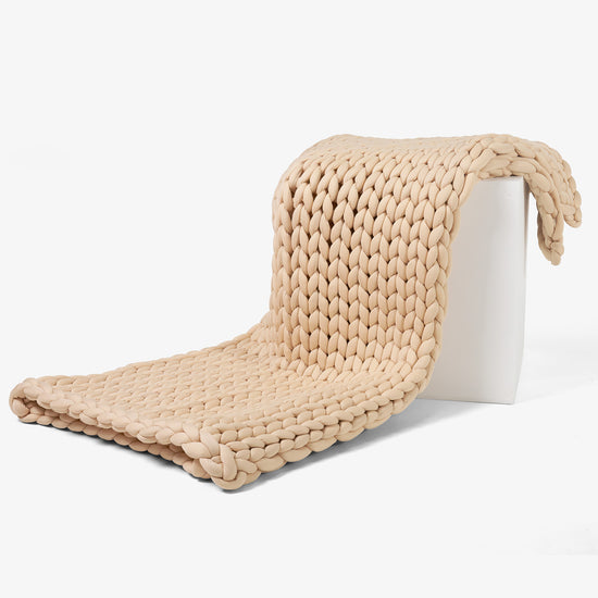 Koc obciążeniowy dla dorosłych - Gruba dzianina Szary brąz 03