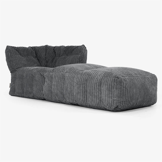 Modułowa Pufa Sofa, Prawy Element Chaise - Klasyczny sztruks Czerń 01