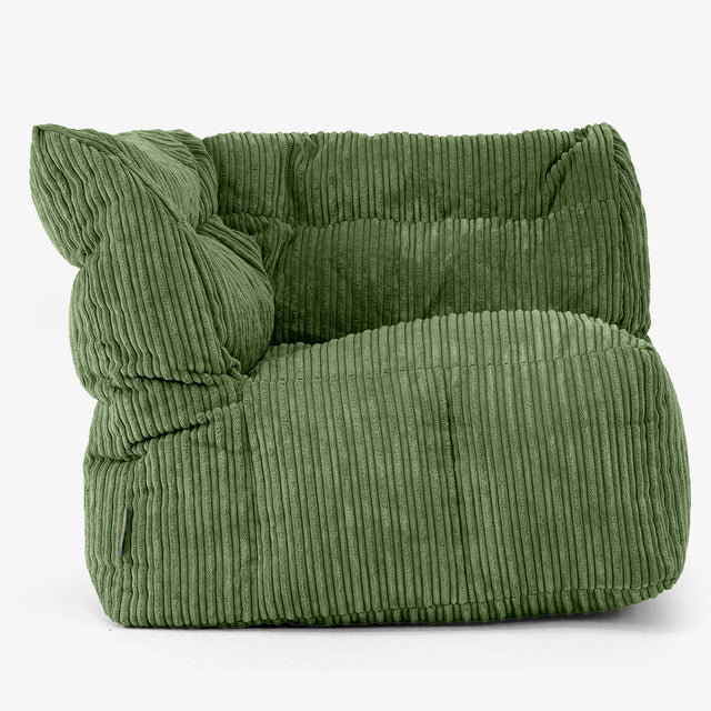 Modułowa Pufa Sofa, Prawy Element Rogowy - Klasyczny sztruks Leśna zieleń 01