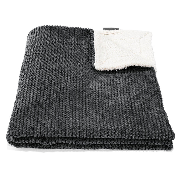 Narzuta / koc Sherpa - Pom Pom Czerń 02