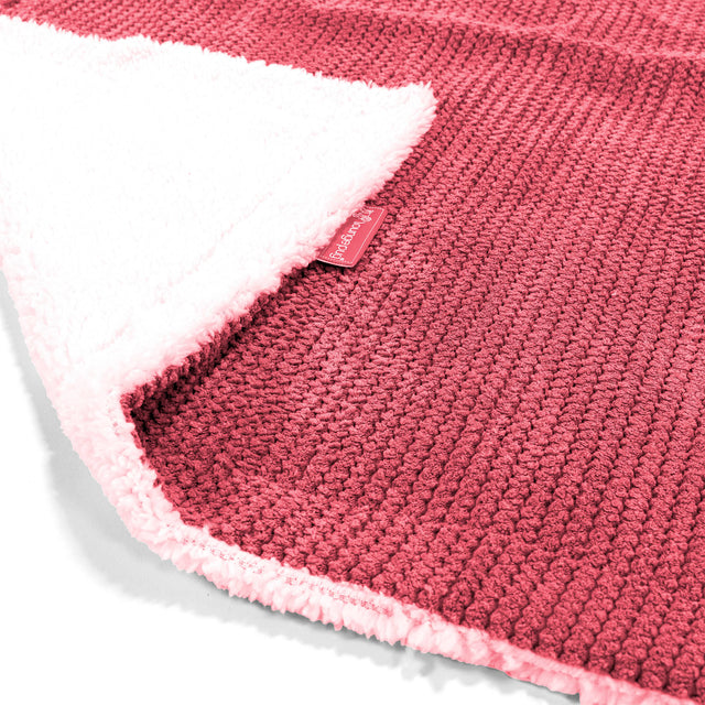 Narzuta / koc Sherpa - Pom Pom Czerwony pastelowy 01