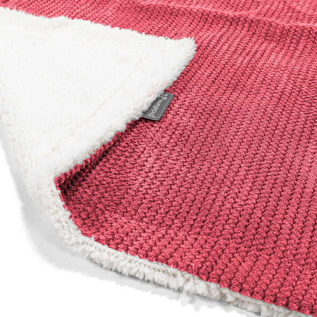 Narzuta / koc Sherpa - Pom Pom Czerwony pastelowy 01